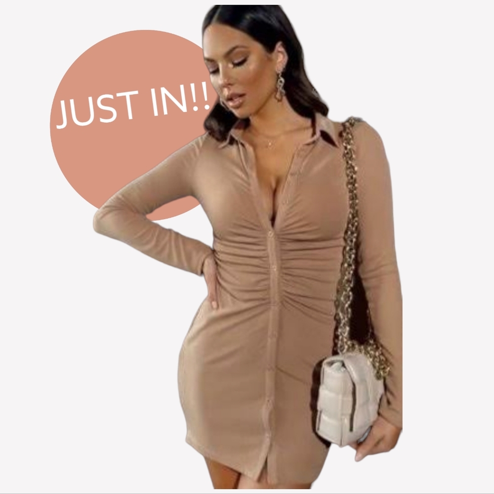 Ruched rib dress